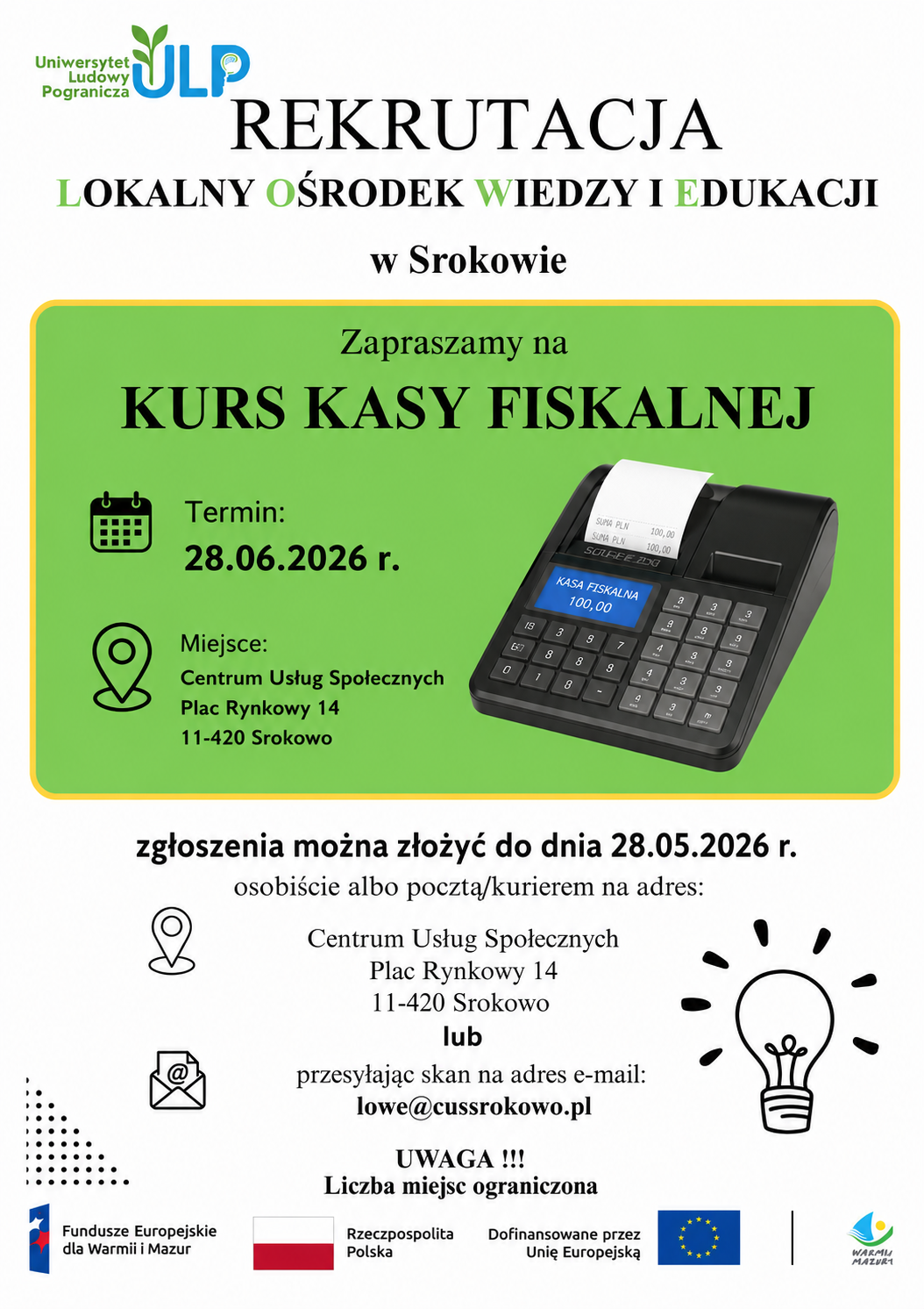 Plakat szkolenia kasa fiskalna